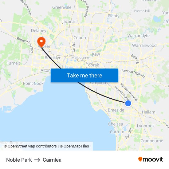 Noble Park to Cairnlea map