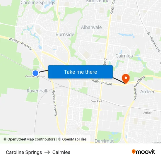 Caroline Springs to Cairnlea map