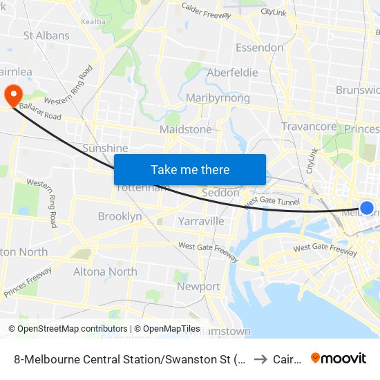 8-Melbourne Central Station/Swanston St (Melbourne City) to Cairnlea map