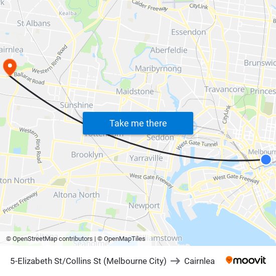 5-Elizabeth St/Collins St (Melbourne City) to Cairnlea map