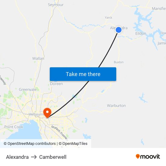 Alexandra to Camberwell map