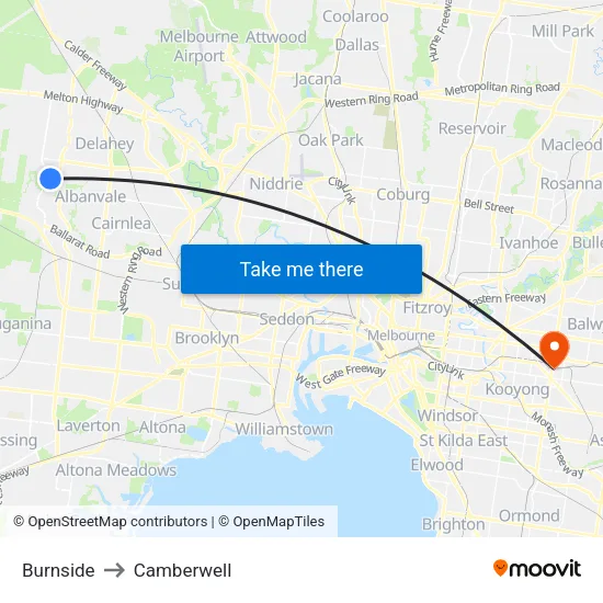 Burnside to Camberwell map