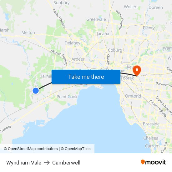 Wyndham Vale to Camberwell map