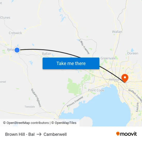 Brown Hill - Bal to Camberwell map