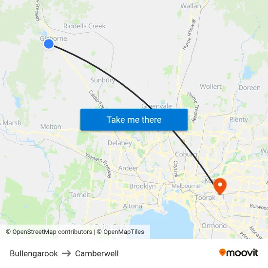 Bullengarook to Camberwell map