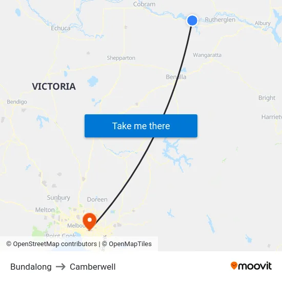 Bundalong to Camberwell map