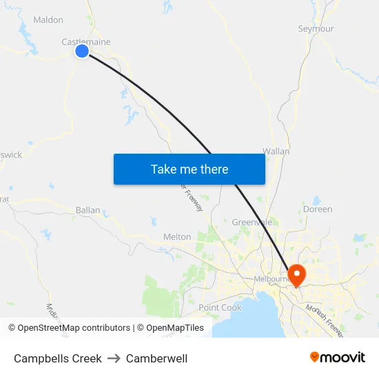 Campbells Creek to Camberwell map