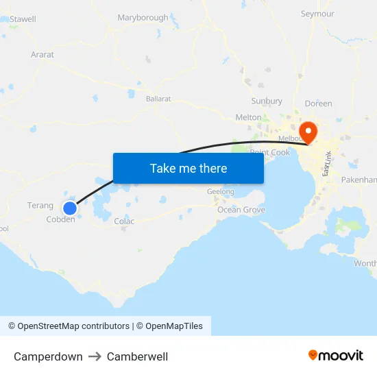 Camperdown to Camberwell map