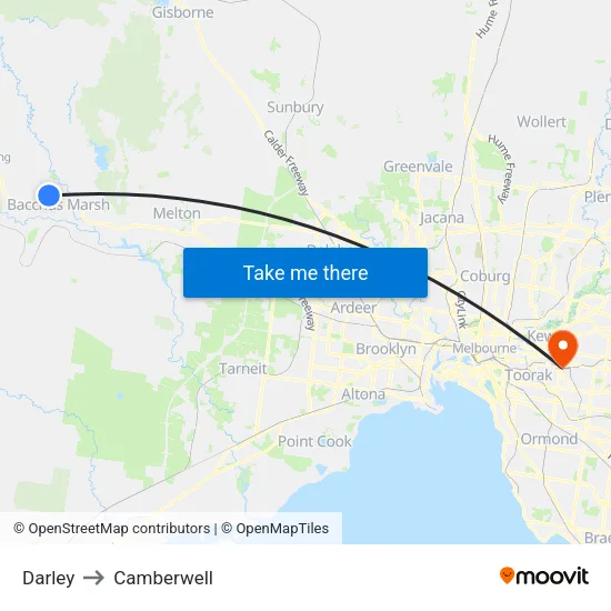 Darley to Camberwell map