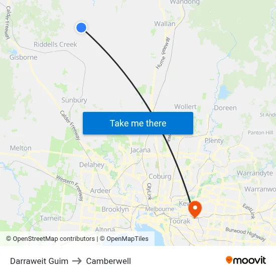 Darraweit Guim to Camberwell map