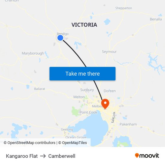 Kangaroo Flat to Camberwell map