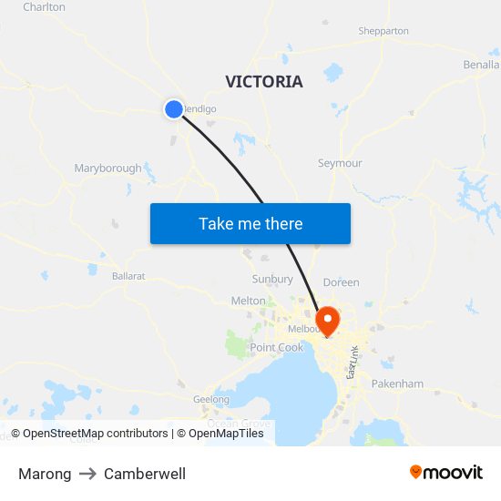 Marong to Camberwell map