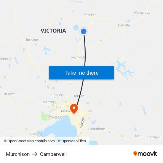 Murchison to Camberwell map