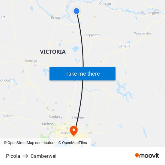 Picola to Camberwell map