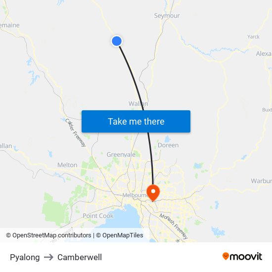 Pyalong to Camberwell map