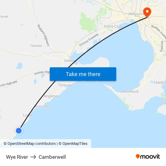 Wye River to Camberwell map