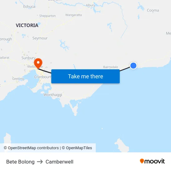 Bete Bolong to Camberwell map