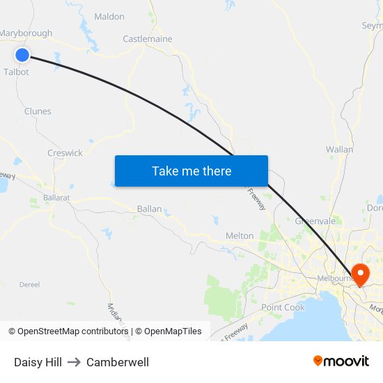 Daisy Hill to Camberwell map