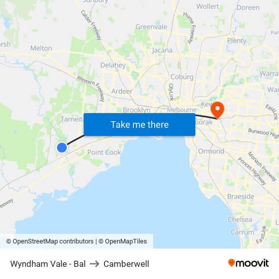 Wyndham Vale - Bal to Camberwell map