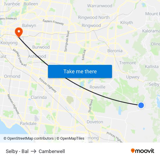 Selby - Bal to Camberwell map