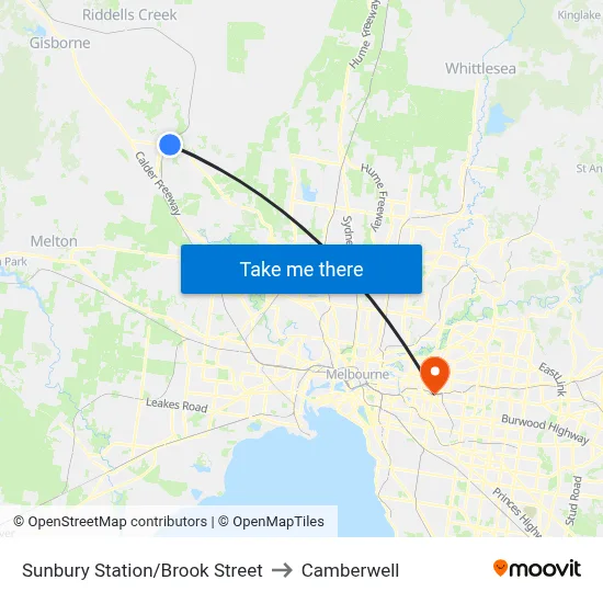 Sunbury Station/Brook Street to Camberwell map