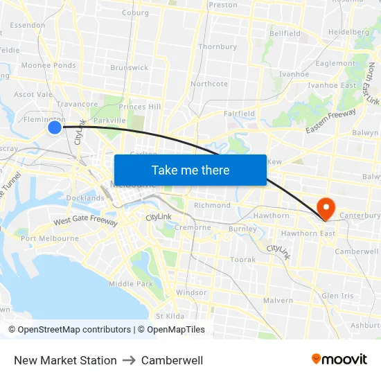 New Market Station to Camberwell map