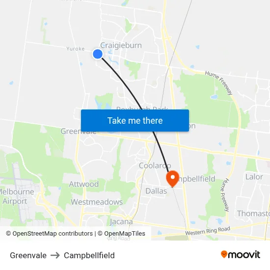 Greenvale to Campbellfield map