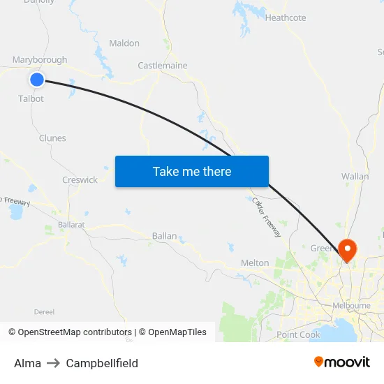 Alma to Campbellfield map