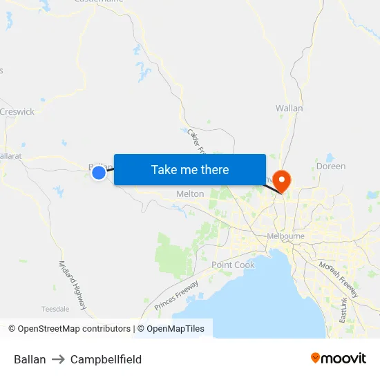 Ballan to Campbellfield map