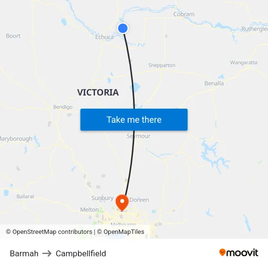 Barmah to Campbellfield map