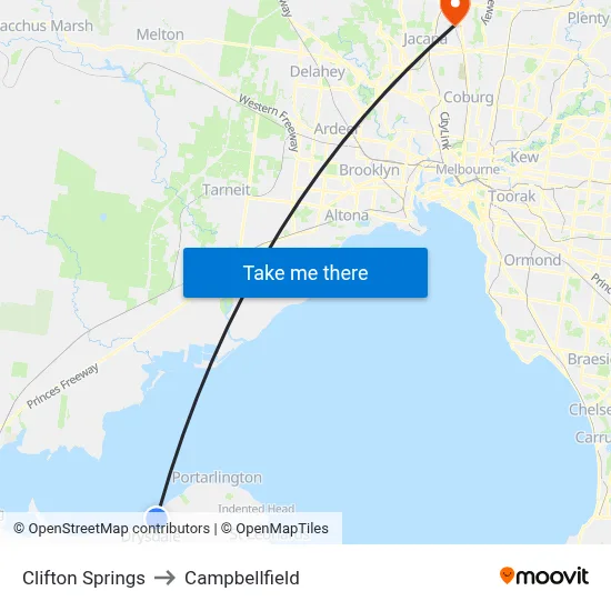 Clifton Springs to Campbellfield map