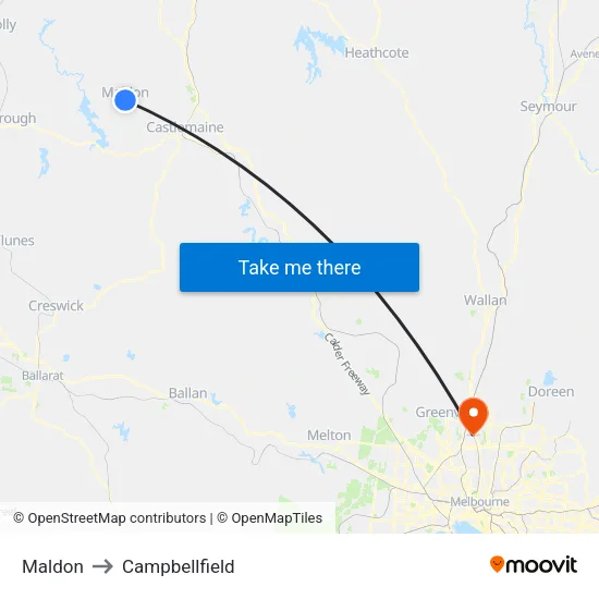 Maldon to Campbellfield map