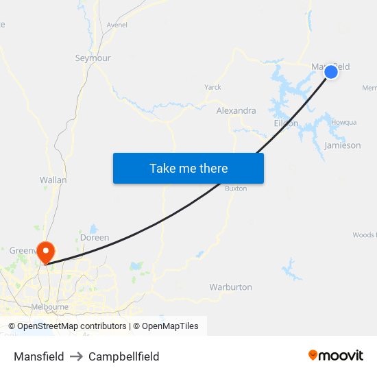 Mansfield to Campbellfield map