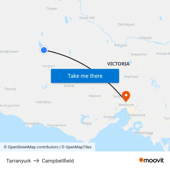 Tarranyurk to Campbellfield map