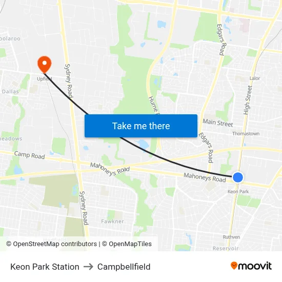 Keon Park Station to Campbellfield map