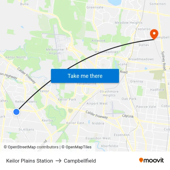 Keilor Plains Station to Campbellfield map