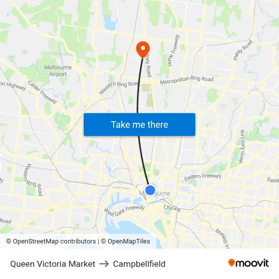 Queen Victoria Market to Campbellfield map