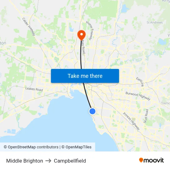 Middle Brighton to Campbellfield map