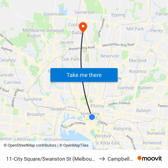 11-City Square/Swanston St (Melbourne City) to Campbellfield map