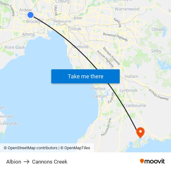 Albion to Cannons Creek map