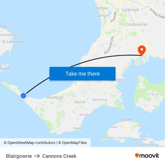 Blairgowrie to Cannons Creek map