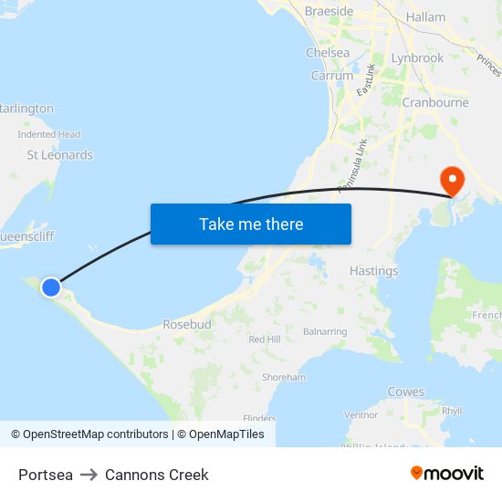 Portsea to Cannons Creek map