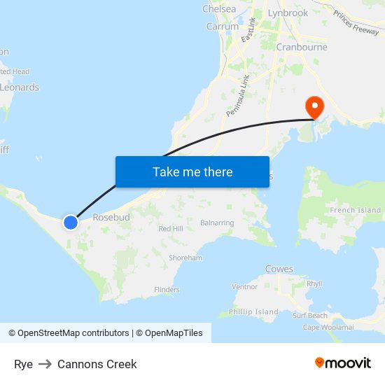 Rye to Cannons Creek map