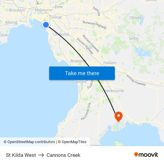 St Kilda West to Cannons Creek map