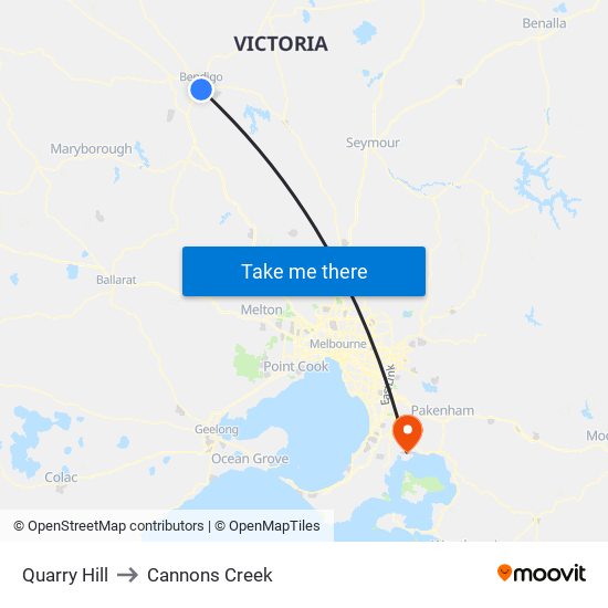 Quarry Hill to Cannons Creek map