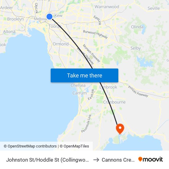 Johnston St/Hoddle St (Collingwood) to Cannons Creek map