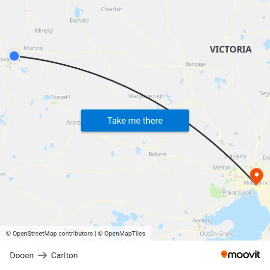 Dooen to Carlton map