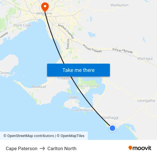 Cape Paterson to Carlton North map
