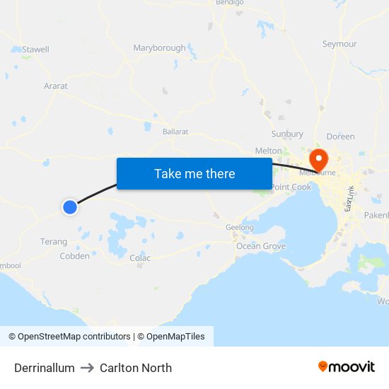 Derrinallum to Carlton North map