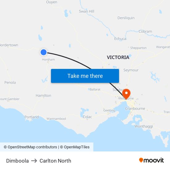 Dimboola to Carlton North map